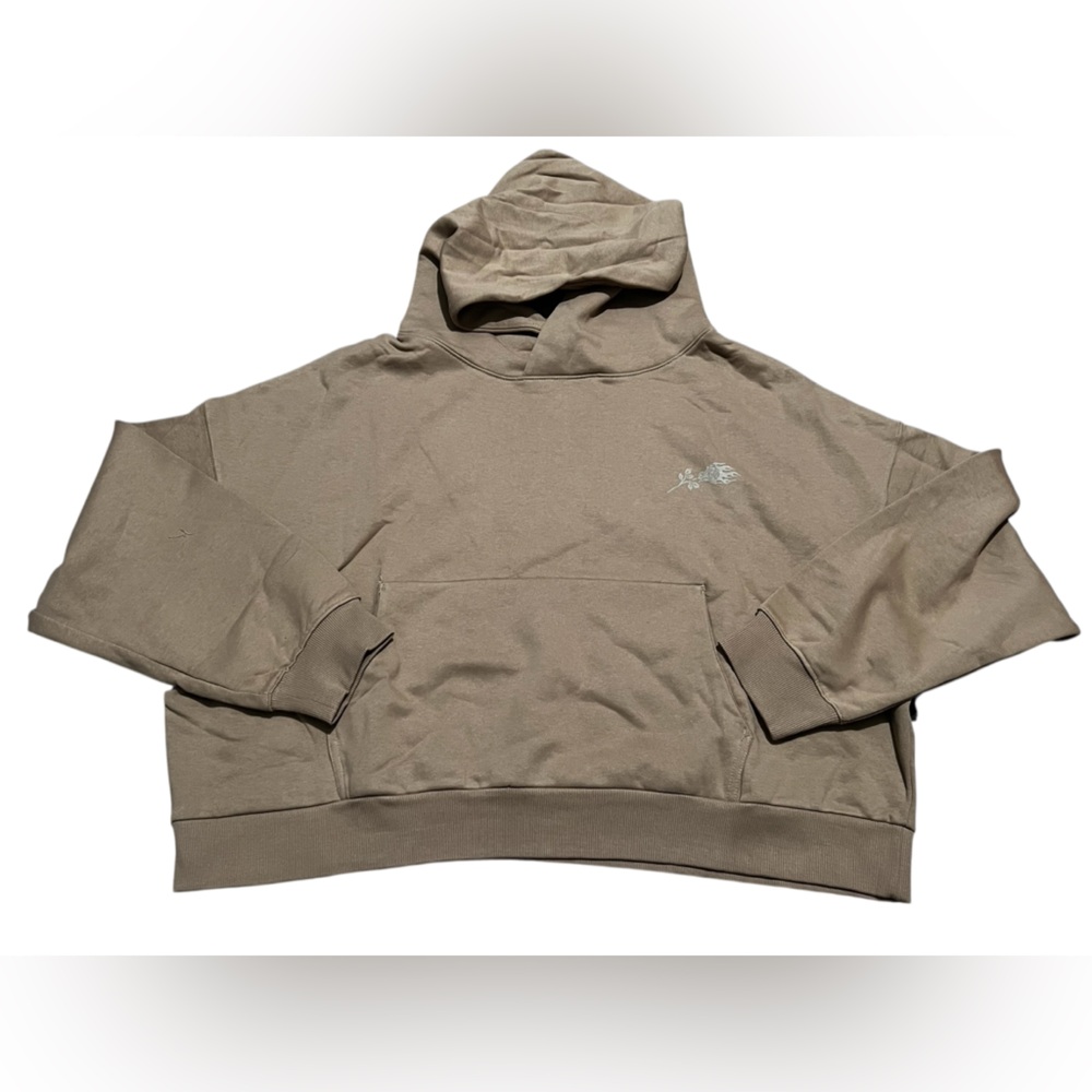 Civil Regime men's Concrete Odin Oversized‎ Cropped Hoodie sand brown size large